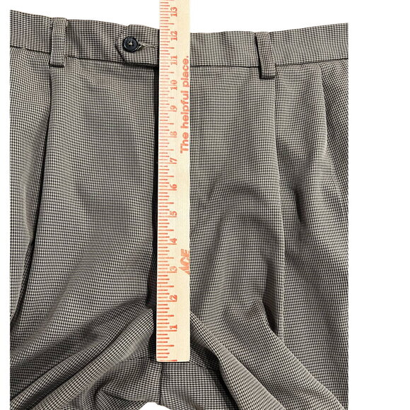 IZOD Brown & Tan Houndstooth Pleated Straight Leg Mens Dress Pants Mens 38 x 30 - Picture 15 of 15